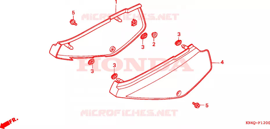 COUVERCLES LATERAUX Honda MOTO 100 XR 1996  XR100RT