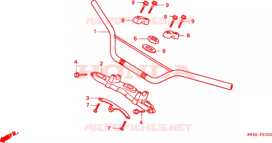 GUIDON - TE DE FOURCHE Honda MOTO 100 XR 1996  XR100RT