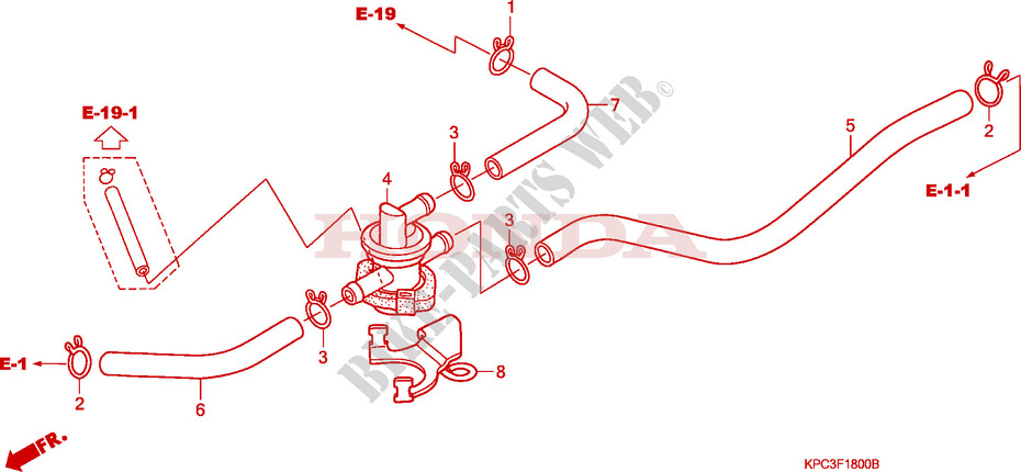 COMMANDE INJECTION D'AIR SOUPAPE(XL125V1/2/3/4/5/6) pour Honda 125 VARADERO de 2004