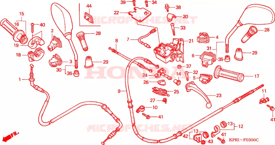 LEVIER DE GUIDON - CABLE - COMMODO Honda SCOOTER 150 SH 2004  SH1504