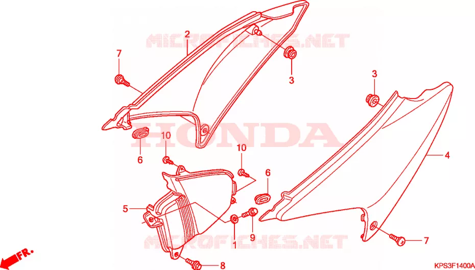 COUVERCLES LATERAUX Honda MOTO 230 CRF 2004  CRF230F4