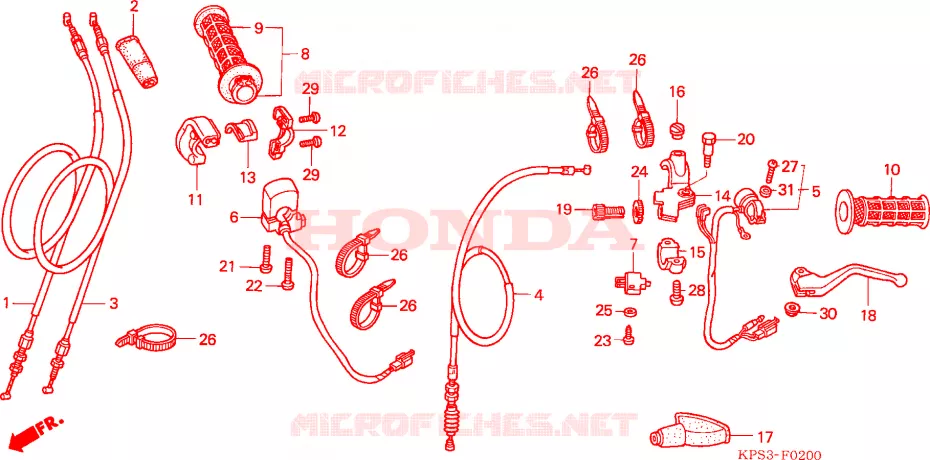 LEVIER DE GUIDON - CABLE - COMMODO Honda MOTO 230 CRF 2011  CRF230F9