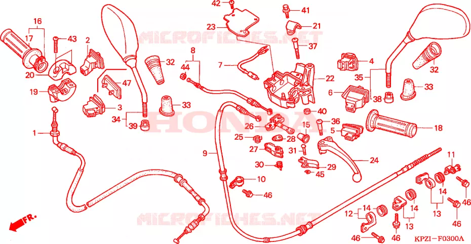 LEVIER DE GUIDON - CABLE - COMMODO Honda SCOOTER 150 DYLAN 2004  SES1504