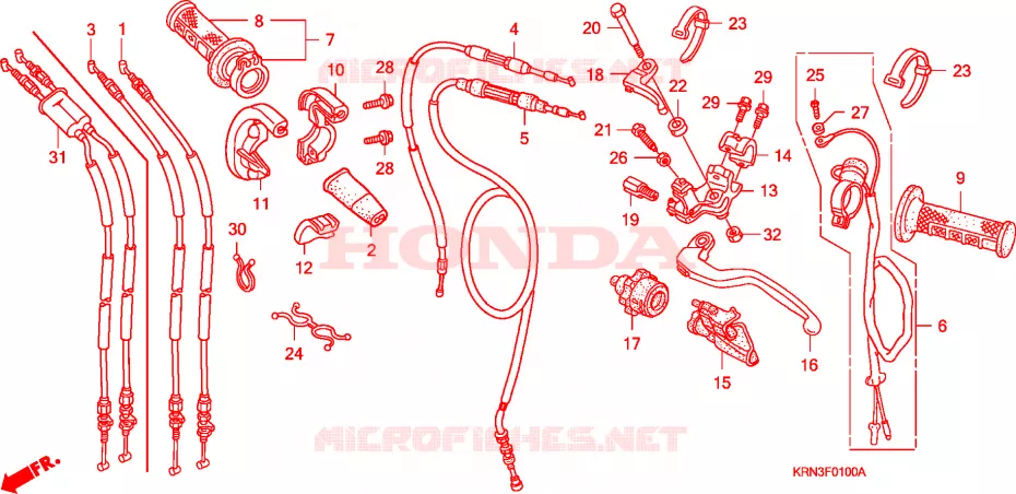 LEVIER DE GUIDON - CABLE - COMMODO Honda MOTO 250 CRF 2004  CRF250R4