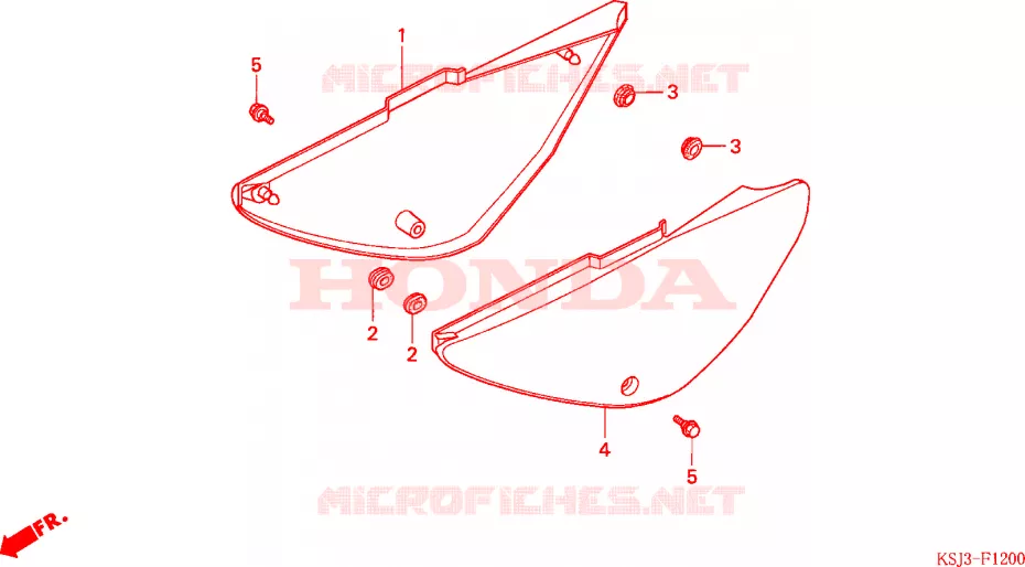 COUVERCLES LATERAUX Honda MOTO 80 CRF 2007  CRF80F7