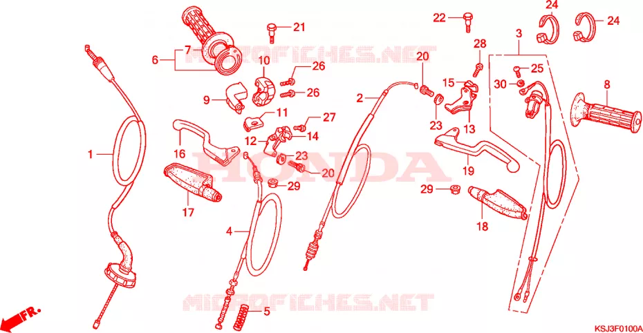 LEVIER DE GUIDON - CABLE Honda MOTO 80 CRF 2007  CRF80F7