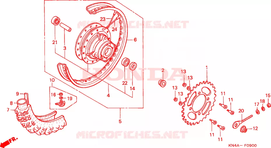 ROUE ARRIERE Honda MOTO 100 CRF 2007  CRF100F7
