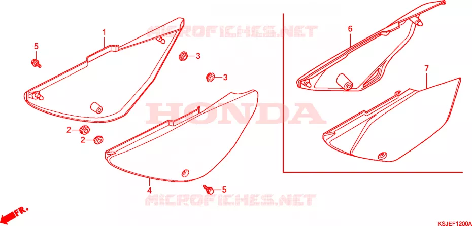 COUVERCLES LATERAUX Honda MOTO 100 CRF 2010  CRF100FA