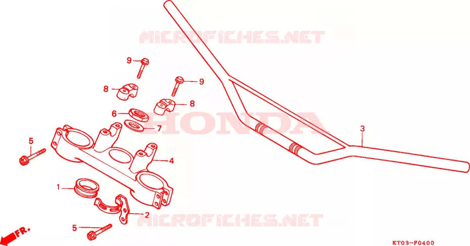 GUIDON - TE DE FOURCHE (1) Honda MOTO 200 XR 1995  XR200RS