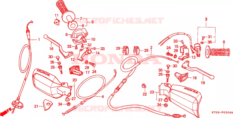 LEVIER DE GUIDON - CABLE - COMMODO Honda MOTO 200 XR 1999  XR200RX