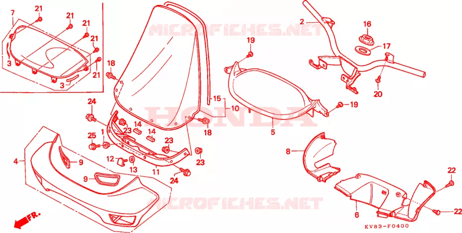 GUIDON - CARENAGE Honda SCOOTER 125 SPACY 1996  CH125T