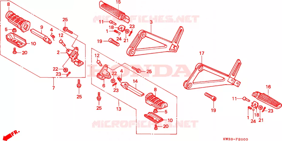 REPOSE PIED Honda MOTO 250 NX 1993  NX250P