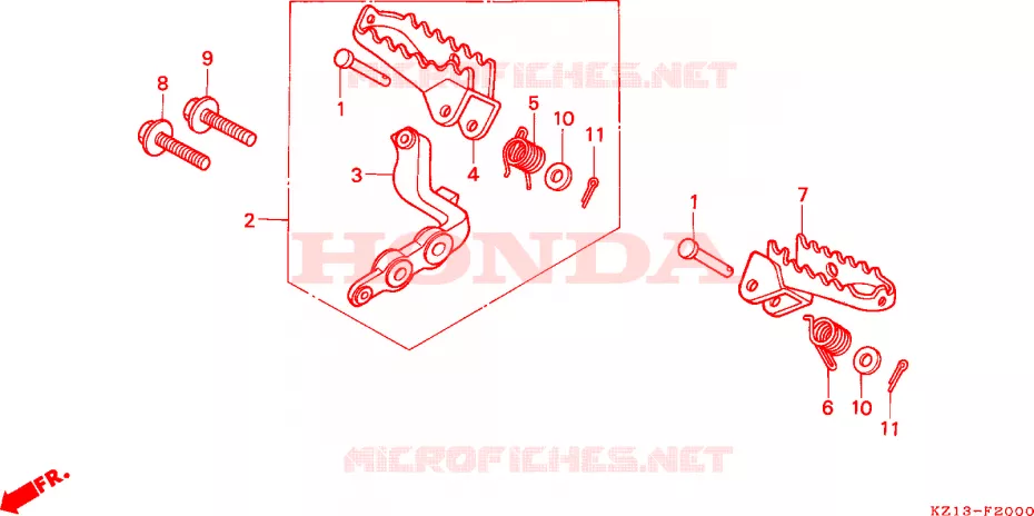 REPOSE PIED Honda MOTO 250 XR 1992  XR250RN
