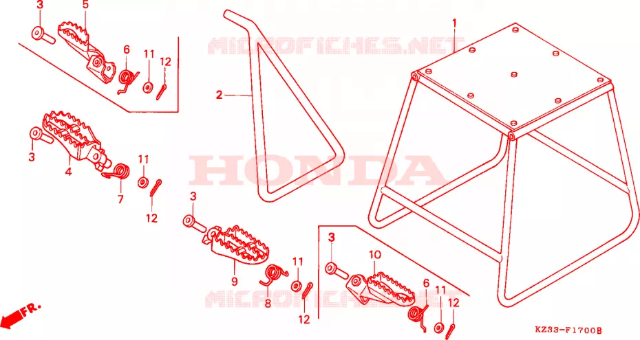 BEQUILLE - REPOSE PIEDS Honda MOTO 250 CR 1992  CR250RN