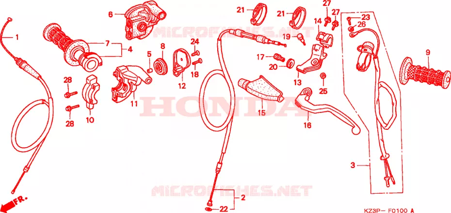 LEVIER DE GUIDON Honda MOTO 250 CR 1998  CR250RW