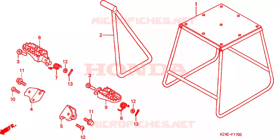 BEQUILLE - REPOSE PIEDS Honda MOTO 125 CR 2000  CR125RY