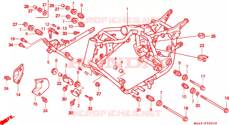 CADRE (VT1100C2) Honda MOTO 1100 SHADOW 1998  VT1100C2W