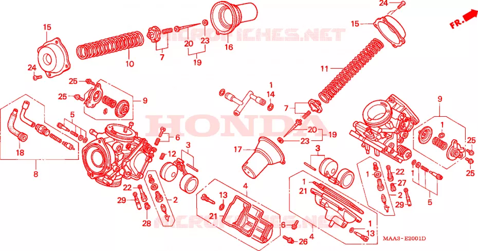 CARBURATEUR (PIECES CONSTITUTIVES) Honda MOTO 1100 SHADOW 1998  VT1100CW
