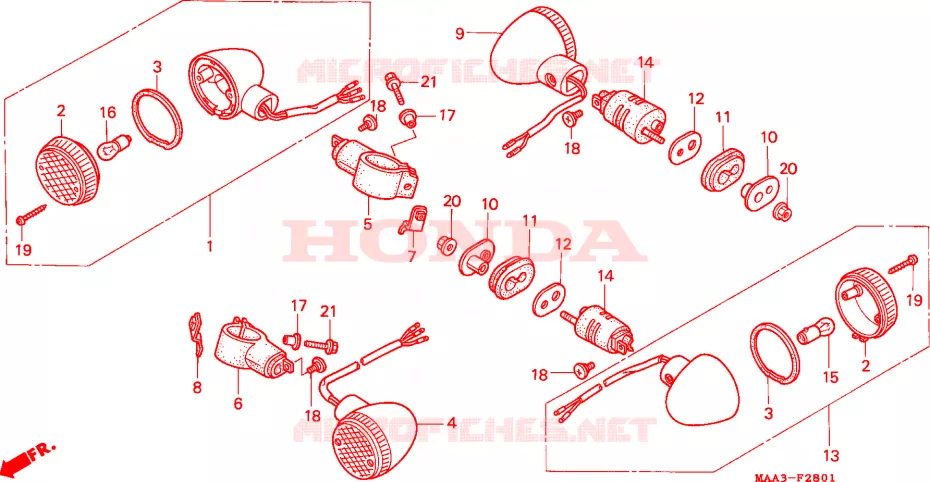 CLIGNOTANT(VT1100CV/CW/C2) Honda MOTO 1100 SHADOW 1997  VT1100C2V