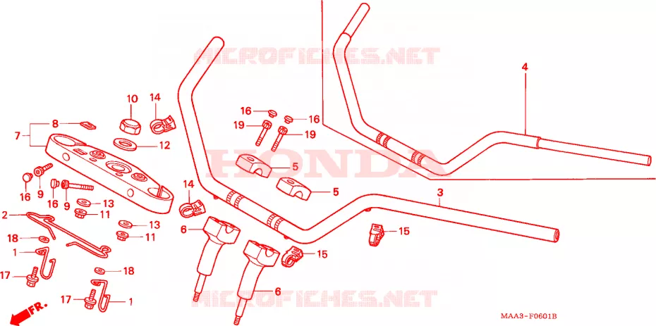 GUIDON - TE DE FOURCHE (VT1100C2) Honda MOTO 1100 SHADOW 1997  VT1100C2V