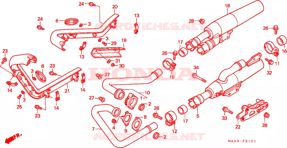 SILENCIEUX D'ECHAPPEMENT  Honda MOTO 1100 SHADOW 1998  VT1100CW