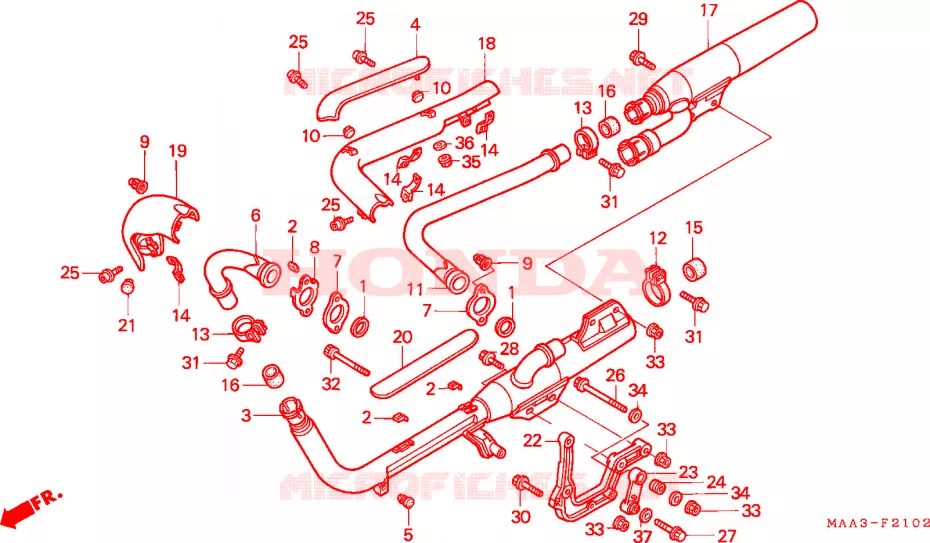 SILENCIEUX D'ECHAPPEMENT (VT1100C2) Honda MOTO 1100 SHADOW 1997  VT1100C2V