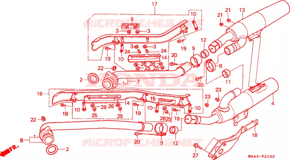 SILENCIEUX D'ECHAPPEMENT (VT1100CS/CT) Honda MOTO 1100 SHADOW 1996  VT1100CT