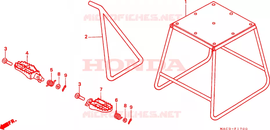 BEQUILLE - REPOSE PIEDS Honda MOTO 500 CR 1998  CR500RW