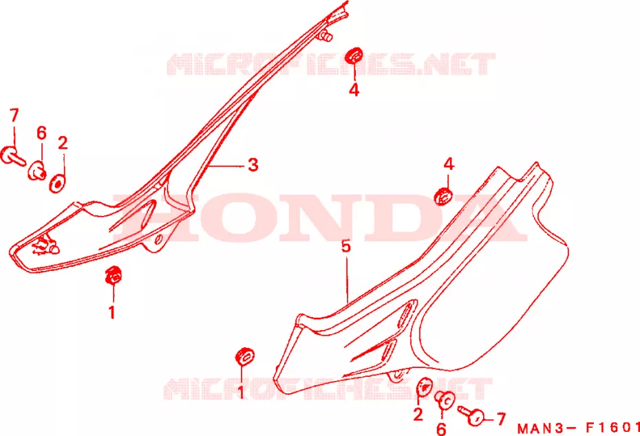 COUVERCLE LATERAL(2) Honda MOTO 650 NX 1996  NX650T