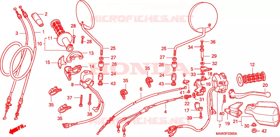 COMMODO - LEVIER - CABLE Honda MOTO 600 TRANSALP 1996  XL600VT