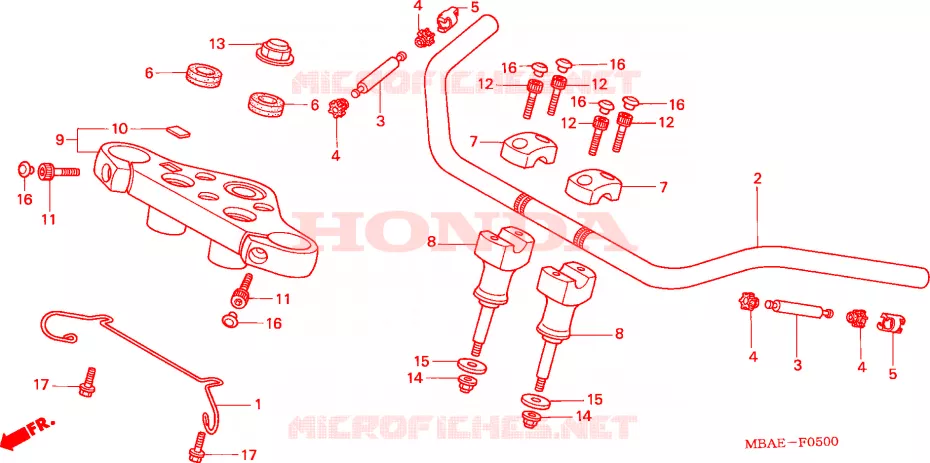 GUIDON - TE DE FOURCHE Honda MOTO 750 SHADOW 2000  VT750CY