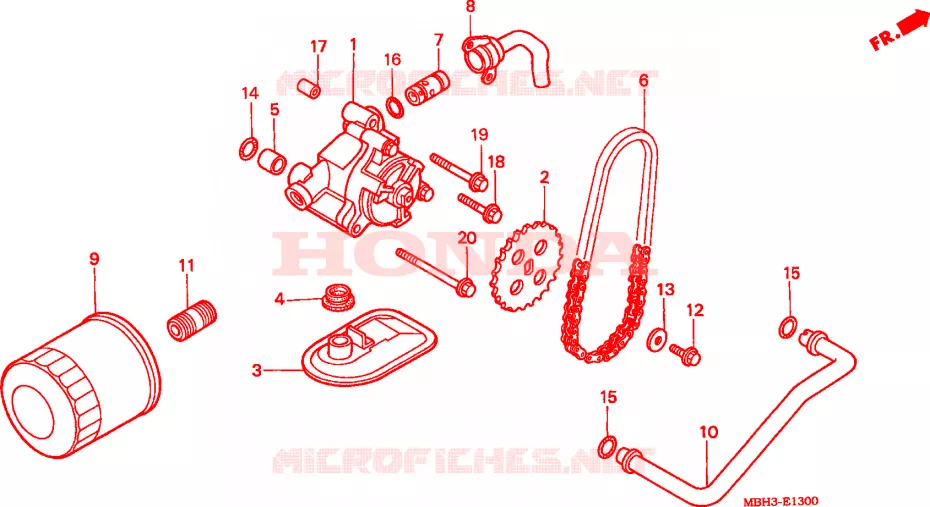 FILTRE A HUILE - POMPE A HUILE Honda MOTO 1100 SHADOW 2000  VT1100C3Y