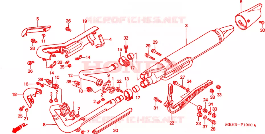 SILENCIEUX D'ECHAPPEMENT Honda MOTO 1100 SHADOW 2002  VT1100C32