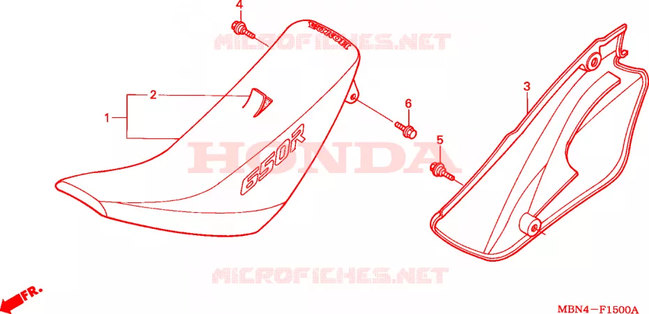 SELLE - COUVERCLE LATERAL DROIT Honda MOTO 650 XR 2003  XR650R3