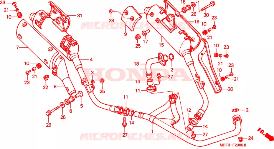 SILENCIEUX D'ECHAPPEMENT Honda MOTO 1000 VARADERO 1999  XL1000VX
