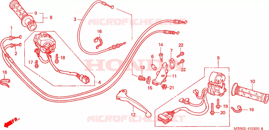 LEVIER DE GUIDON - CABLE - COMMODO Honda MOTO 600 CBR 2003  CBR600F43