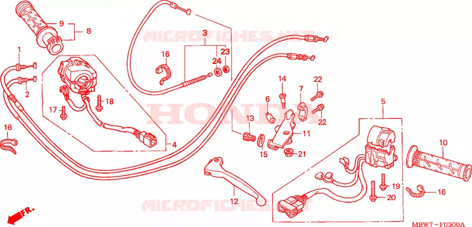 LEVIER DE GUIDON - CABLE - COMMODO Honda MOTO 600 CBR 2006  CBR600F6