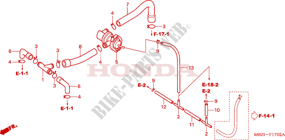 COMMANDE INJECTION D'AIR SOUPAPE pour Honda CB 600 F HORNET 34HP de 2006