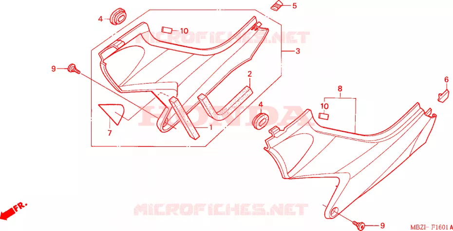COUVERCLES LATERAUX (CB600F3/4/5/6) Honda MOTO 600 HORNET 2004  CB600F4