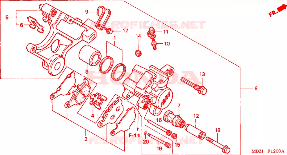 ETRIER DE FREIN ARRIERE Honda MOTO 600 HORNET 2005  CB600F5