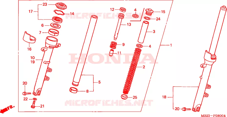 FOURCHE (CB600F2/F22/3/4) Honda MOTO 600 HORNET 2002  CB600F2
