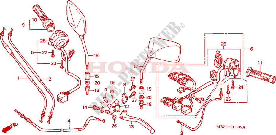LEVIER DE GUIDON/COMMUTATEUR/ CABLE(CB600F3/4/5/6) pour Honda CB 600 F HORNET 50HP de 2003