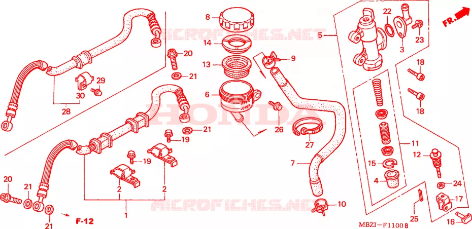 MAITRE-CYLINDRE DE FREIN ARRIERE Honda MOTO 600 HORNET 2006  CB600F6