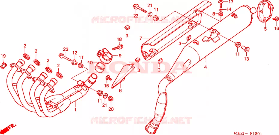 SILENCIEUX D'ECHAPPEMENT (CB600F3/4/5/6) Honda MOTO 600 HORNET 2005  CB600F5