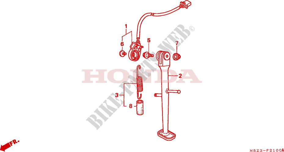 BEQUILLE pour Honda CB 600 F HORNET 34HP de 2000