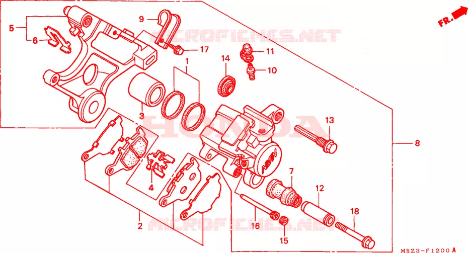 ETRIER DE FREIN ARRIERE Honda MOTO 600 HORNET 1998  CB600FW