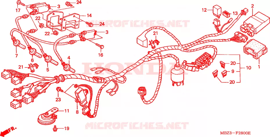 FAISCEAU DES FILS(1) Honda MOTO 600 HORNET 2001  CB600F1