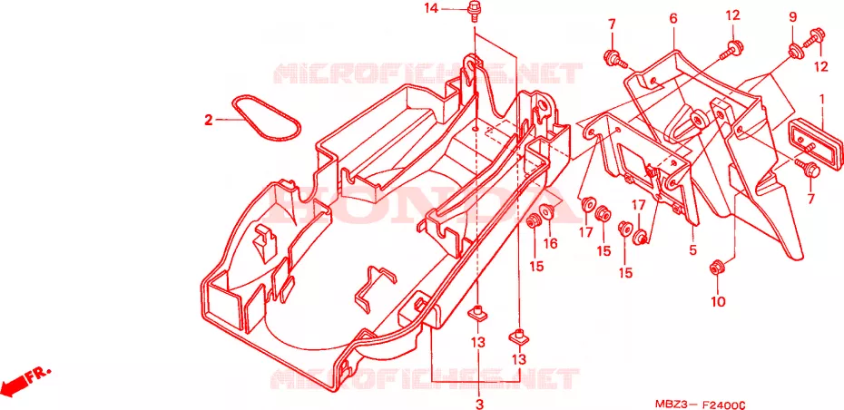 GARDE-BOUE ARRIERE Honda MOTO 600 HORNET 2003  CB600F21