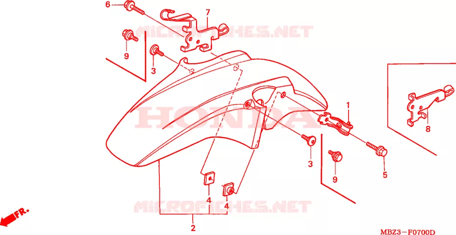 GARDE BOUE AVANT Honda MOTO 600 HORNET 2001  CB600F21