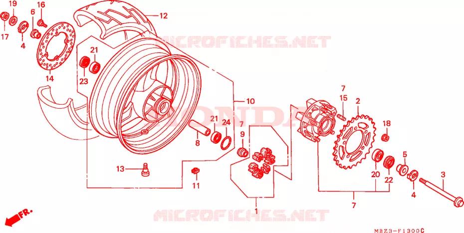 ROUE ARRIERE Honda MOTO 600 HORNET 2002  CB600F21